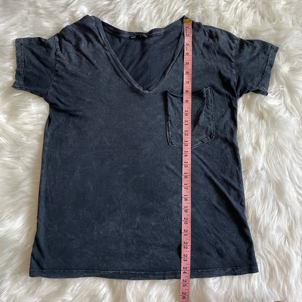 Truly Madly Deeply | XS Women’s Black T-Shirt with White Wash Design and Pocket - Picture 6 of 9